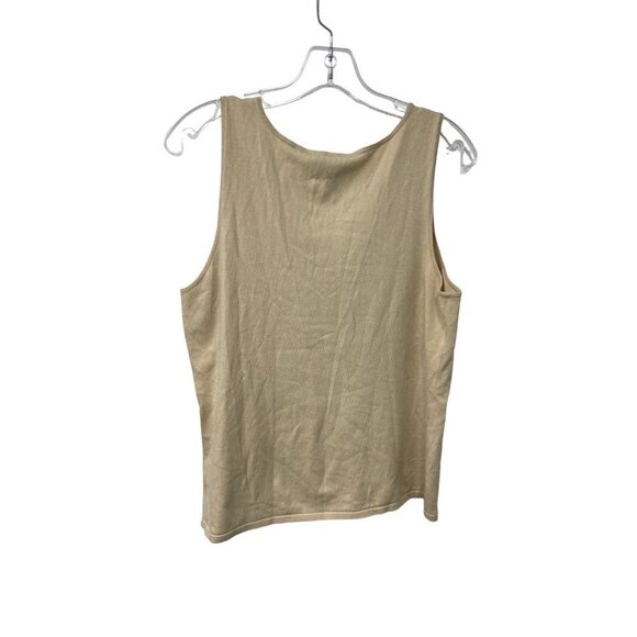 Lauren by Ralph Lauren V Neck Silk Blend Tank Top Beige Color Large - Picture 4 of 4